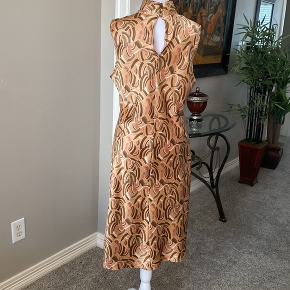 City DKNY Chic Silk Sleeveless Patterned Midi Dress size 16 - Picture 6 of 11